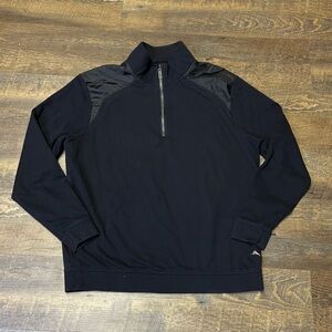 Tommy Bahama 1/4 Zip Sweater Mens Large Black Pullover Fleece Mock Neck Jacket